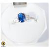 Image 1 : STAMPED 925 6 X 8 OVAL BLUE CENTER CZ WITH