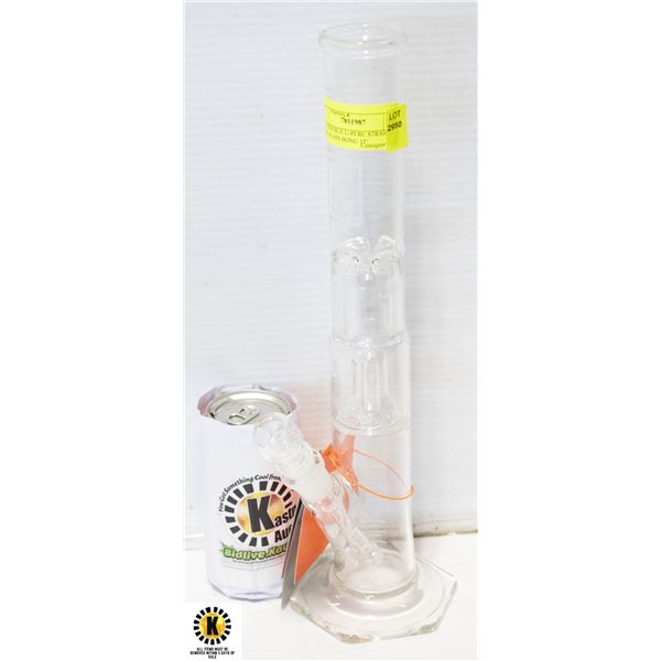 HI-SI DOUBLE U-PERC STRAIGHT TUBE GLASS BONG 15 