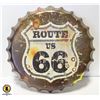 Image 1 : ROUTE 66 LARGE BOTTLE CAP SIGN 16 INCHES