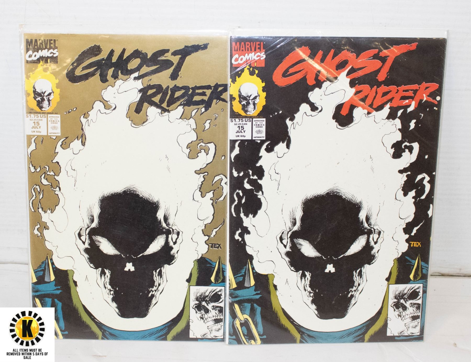MARVEL GHOST RIDER #15 COMIC LOT, GLOW IN THE DARK