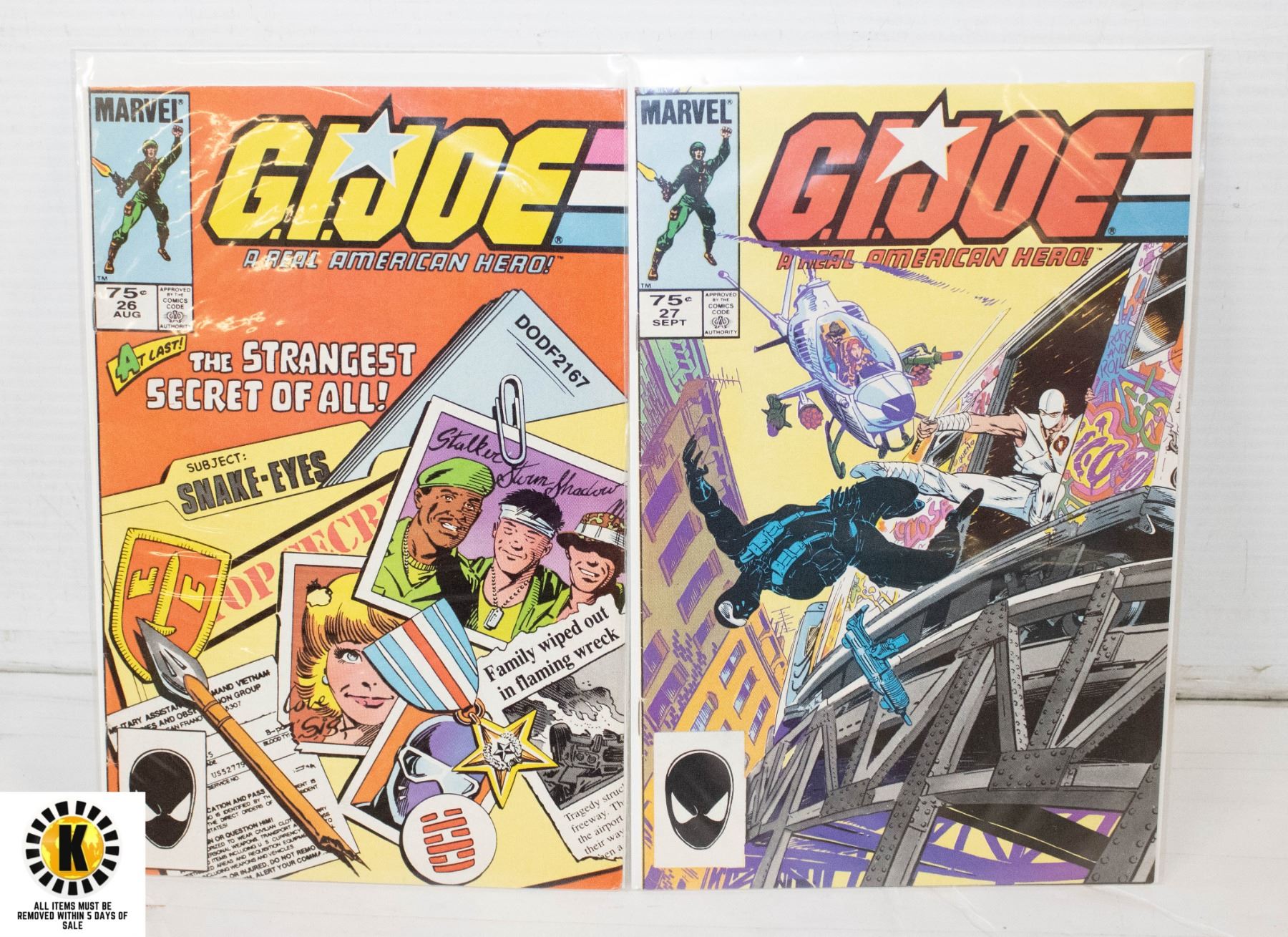 MARVEL GI JOE 2627 COMIC LOT, SNAKE EYES ORIGIN