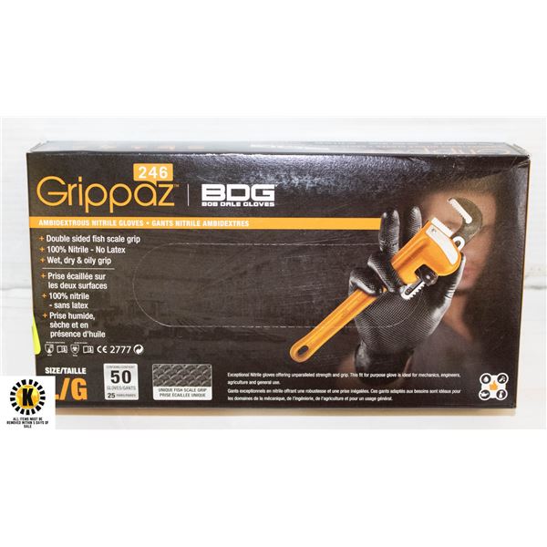 GRIPPAZ BDG DISPOSABLE GLOVES SIZE L/G