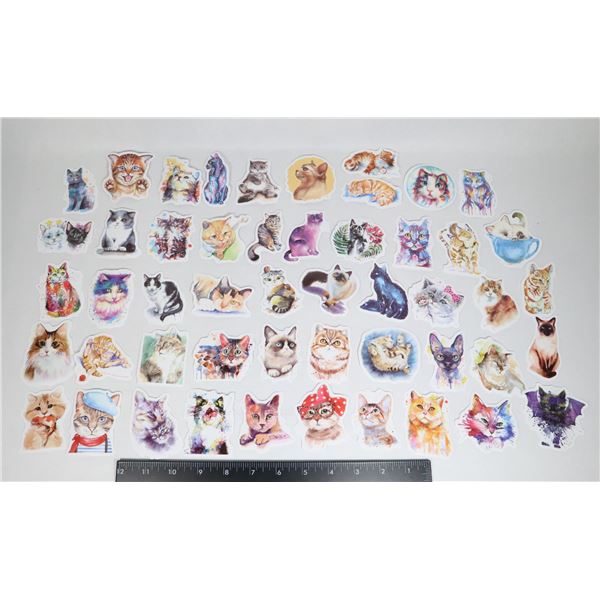 NEW 50PC CAT PRINT STICKERS