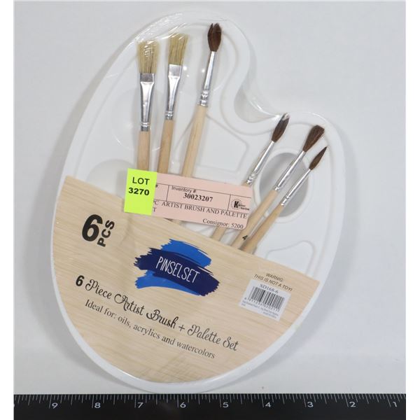 6 PC  ARTIST BRUSH AND PALETTE SET