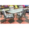 Image 1 : 42" X 72" GLASS/STEEL PICNIC TABLE WITH 4 CHAIRS