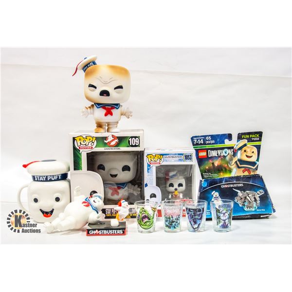 BOX OF GHOSTBUSTERS COLLECTIBLES