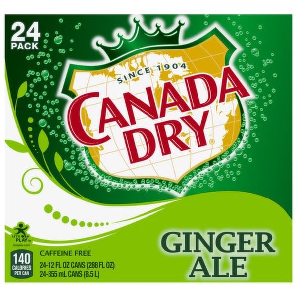 NEW CASE OF 24 X 355ML CANS OF CANADA DRY GINGER