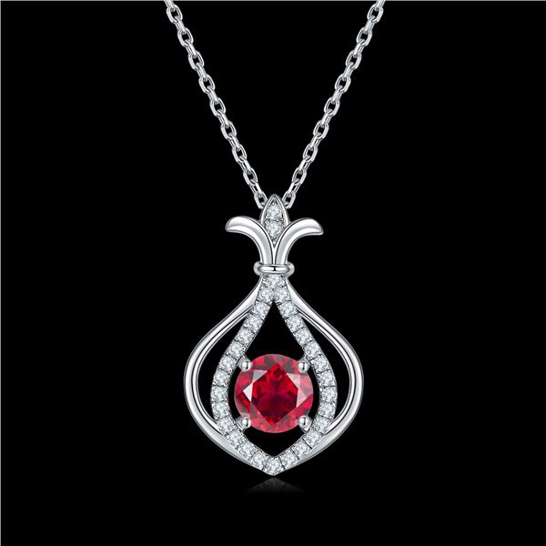  MAGIC  1CT GOURD SHAPE RUBY 925 SILVER 18K WHITE