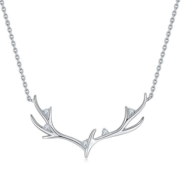 SIKA DEER ANTLER STYLE 925 SILVER 18K WHITE GOLD