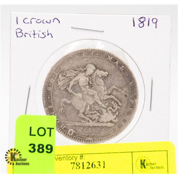 RARE 1819 BRITISH CROWN SILVER COIN