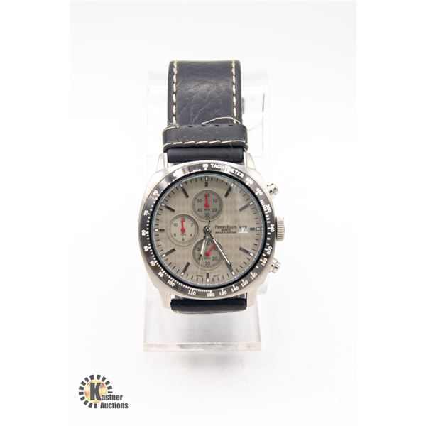 PERRY ELLIS CHRONOGRAPH LEATHER WATCH