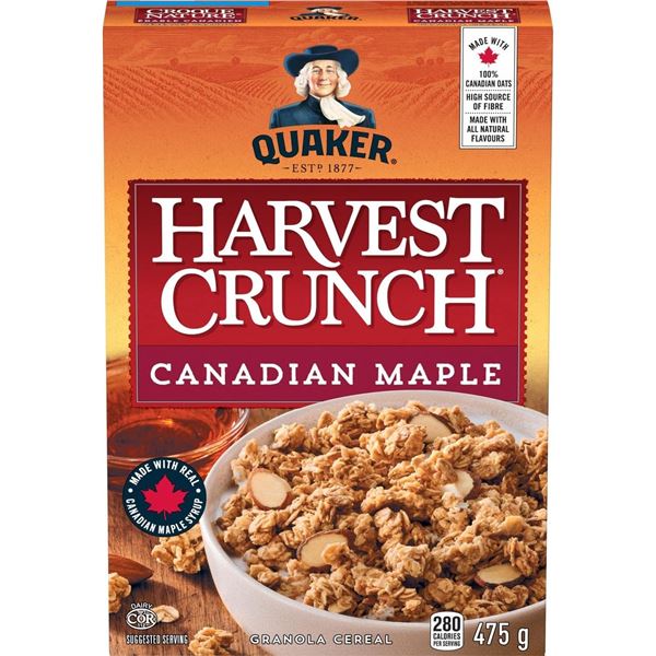 6 NEW BOXES OF QUAKER HARVEST CRUNCH CANADIAN