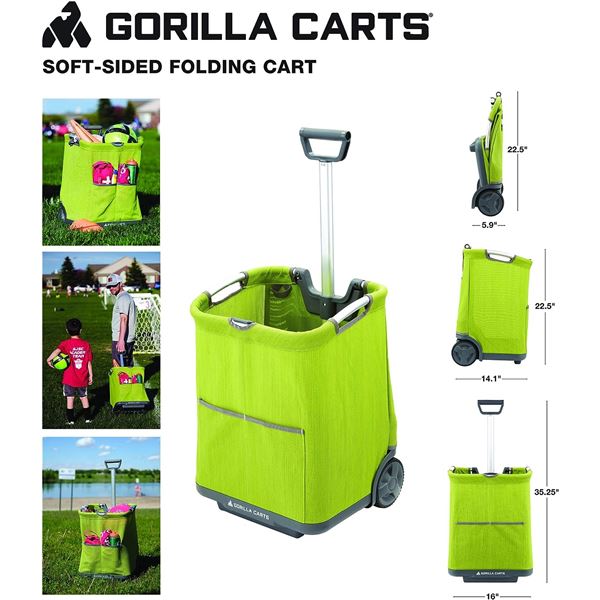 NEW GORILLA CARTS SOFT SIDED COLLAPSIBLE ROLLING