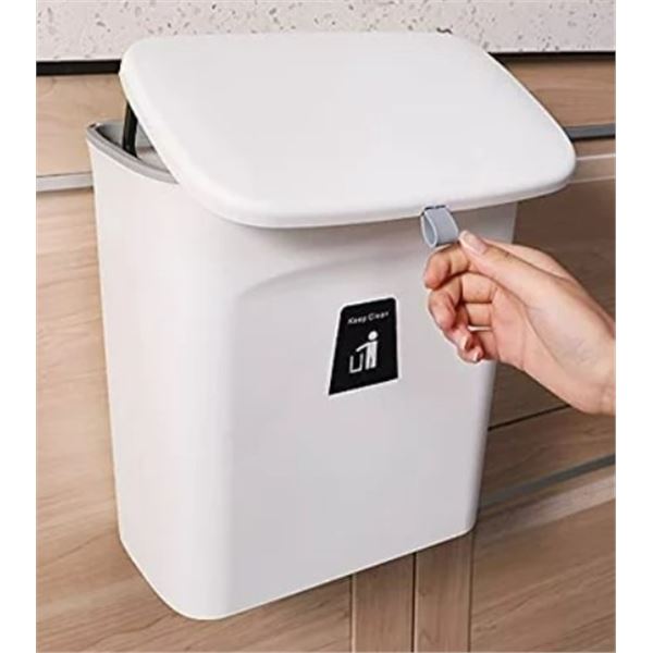 NEW WHITE HANGING KITCHEN TRASH CAN