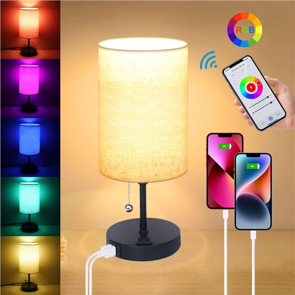 NEW SMART RGB BEDSIDE TABLE LAMP WITH DUAL USB
