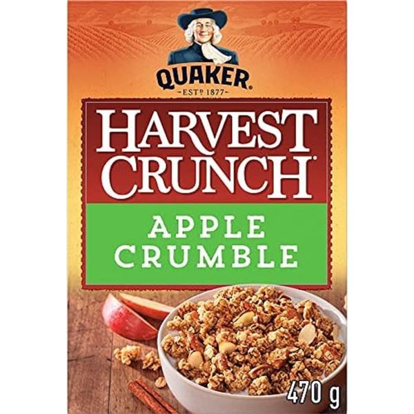 NEW 8 BOXES OF QUAKER HARVEST CRUNCH APPLE CRUMBLE