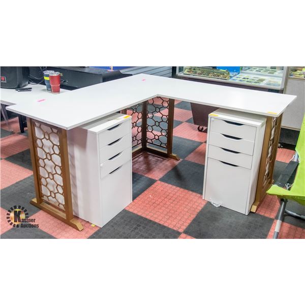 BAILIFF SEIZURE:WHITE/GOLD TABLE 60" X 24" X 30.5"