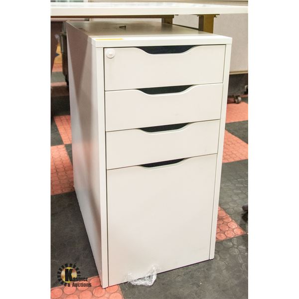 BAILIFF SEIZURE: WHITE FOUR DRAWER CABINET WITH