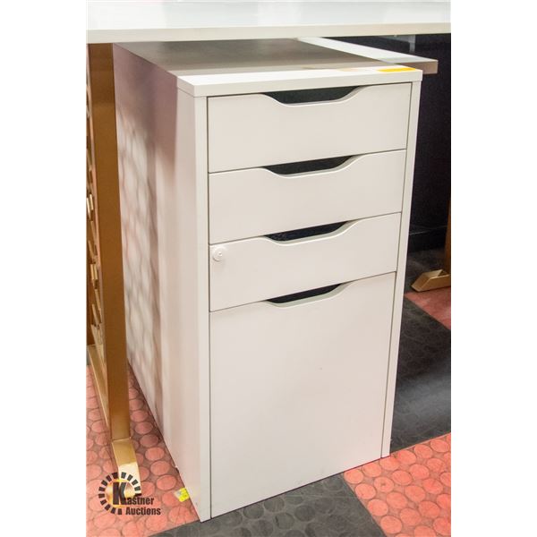 BAILIFF SEIZURE: WHITE FOUR DRAWER CABINET WITH