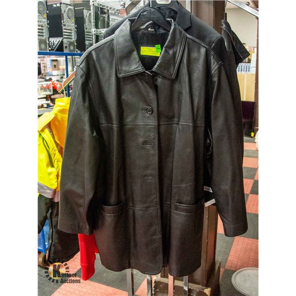 XL ADDITION-ELLE 100% LEATHER BLK COAT