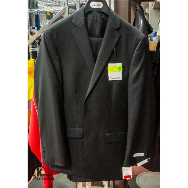 NEW CALVIN KLEIN BLACK SUIT 100% WOOL, SLIM FIT