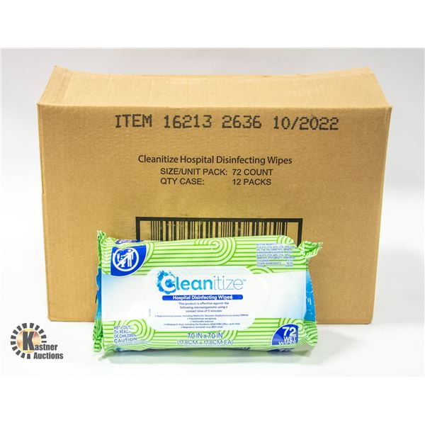 CASE OF 12 SANITIZING WIPES 72 PER PACK