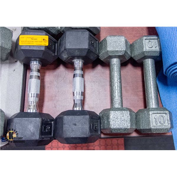 BAILIFF SEIZURE: TWO 12LB + TWO 10LB DUMBELLS