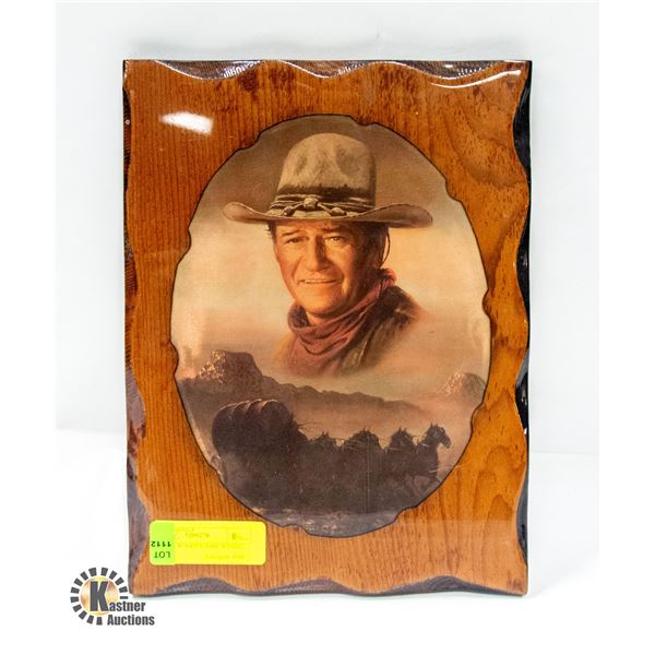 VINTAGE WOODEN JOHN WAYNE PICTURE