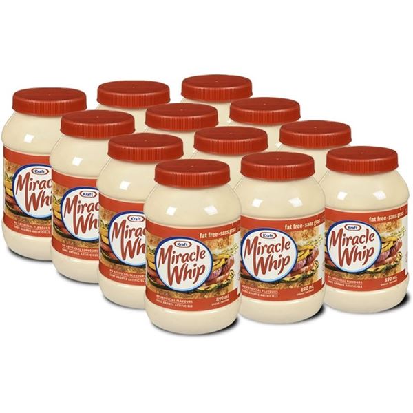 NEW CASE OF 12 FAT FREE MIRACLE WHIP BOTTLES