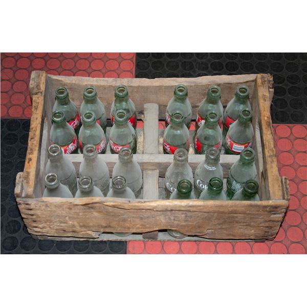 WOODEN COCA-COLA CRATE WITH COLLECTOR BOTTLES