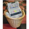 Image 1 : DECORATIVE WICKER BASKET W/ FAX MACHINE & POWER
