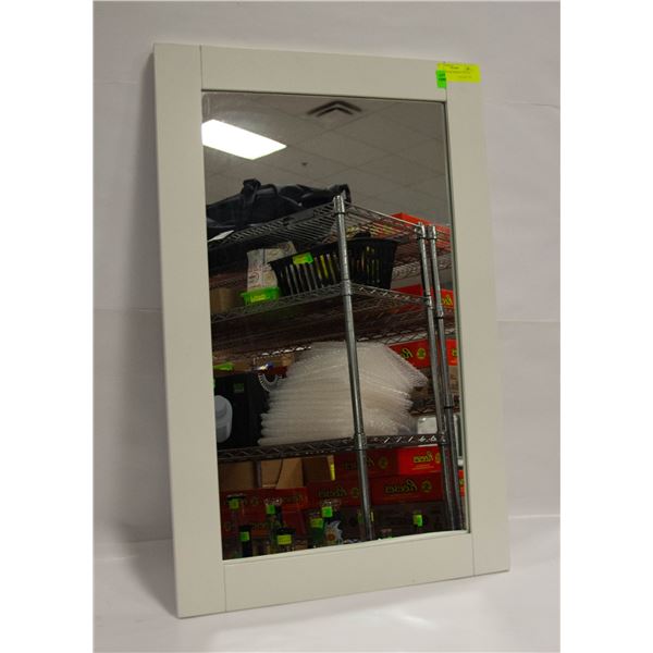 WHITE FRAME MIRROR, 28" X 18"
