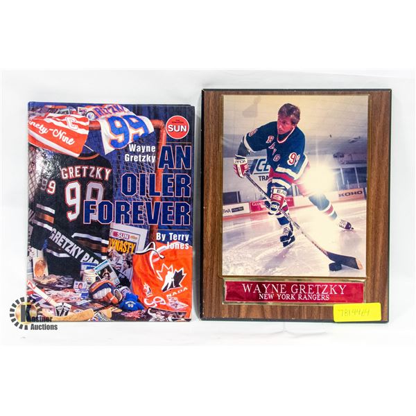 WAYNE GRETZKY BOOK + PLAQUE