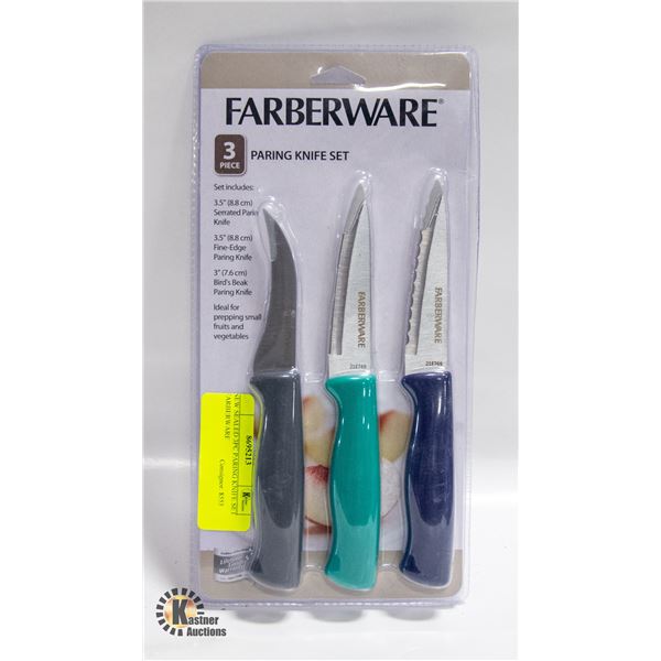 NEW SEALED 3PC PARING KNIFE SET FARBERWARE