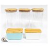 Image 1 : FLAT OF 5 BRAND NEW BAMBOO LIDDED FOOD STORAGE