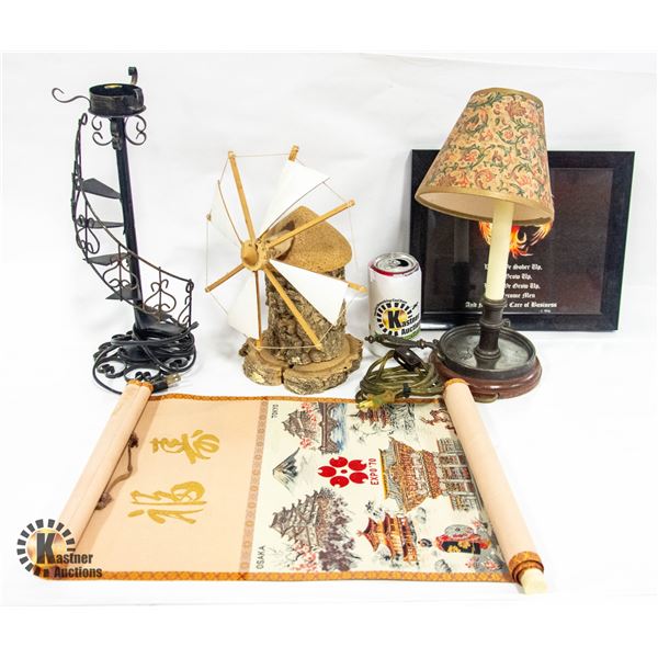 HOME DECOR CAST IRON CANDLESTICK LAMP, HAND MADE