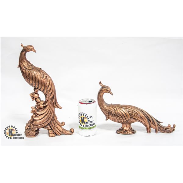 PAIR OF PEACOCK STATUES