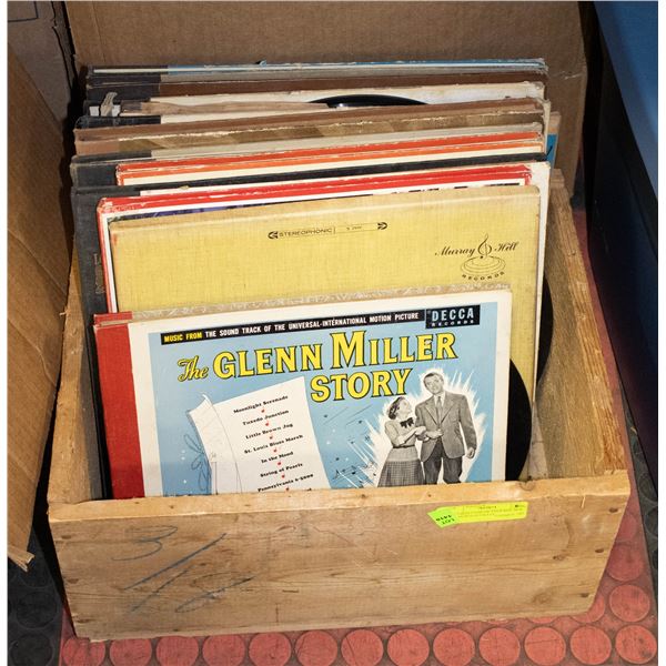 RECORDS CASE OF VINTAGE 78 & LP'S IN WOOD CRATE