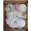 Image 1 : LOT OF GLASSWARE PLATES, CUPS, BOWLS, MUGS