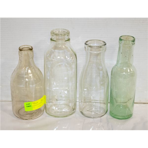 GROUP OF 4 ANTIQUE/VINTAGE MILK BOTTLES