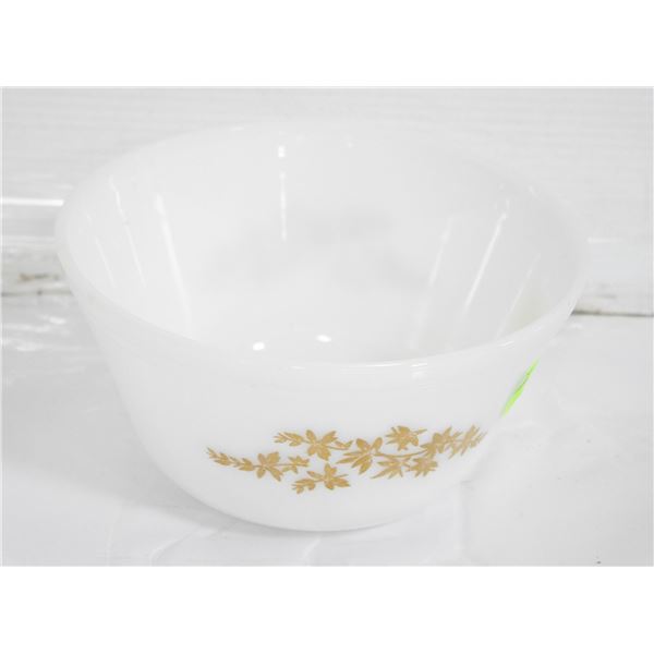 8 INCH DIAMETER MILK GLASS PYREX BOWL