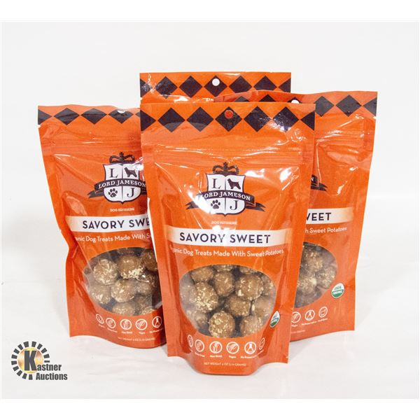 4 PACKS OF ORGANIC DOG TREATS SAVORY SWEET