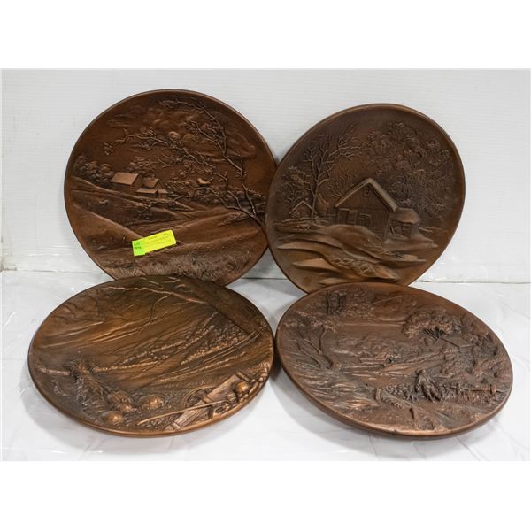 SET OF 4 MID CENTURY BYRON'S MOLD WALL PLATES