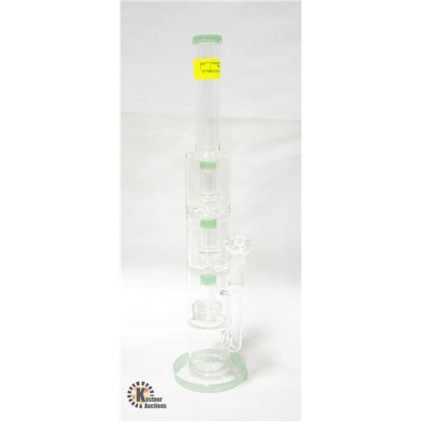 18" TRIPLE PERK GLASS BONG NEW