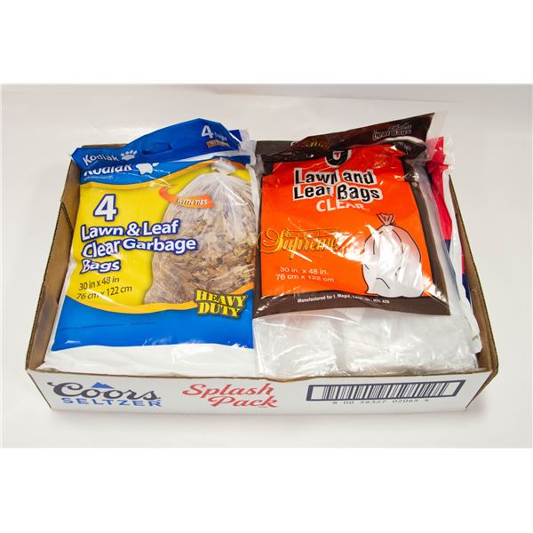 FLAT OF ASSORTED PACKS OF GARBAGE BAGS 80 BAGS