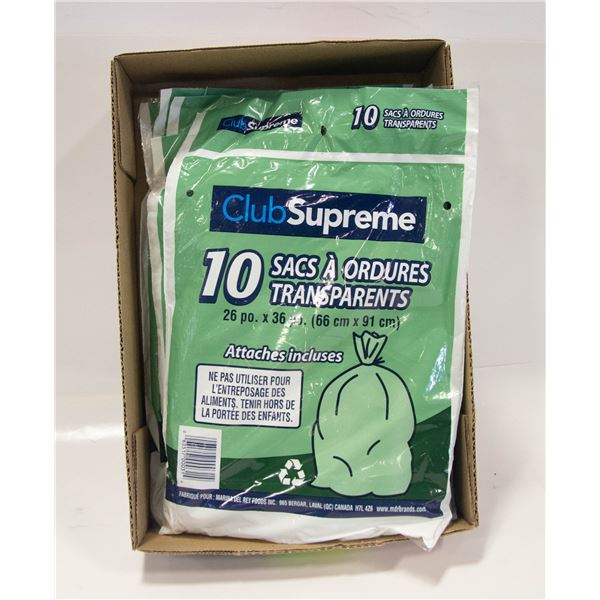 FLAT OF 4 PACKS OF 10 GARBAGE BAGS