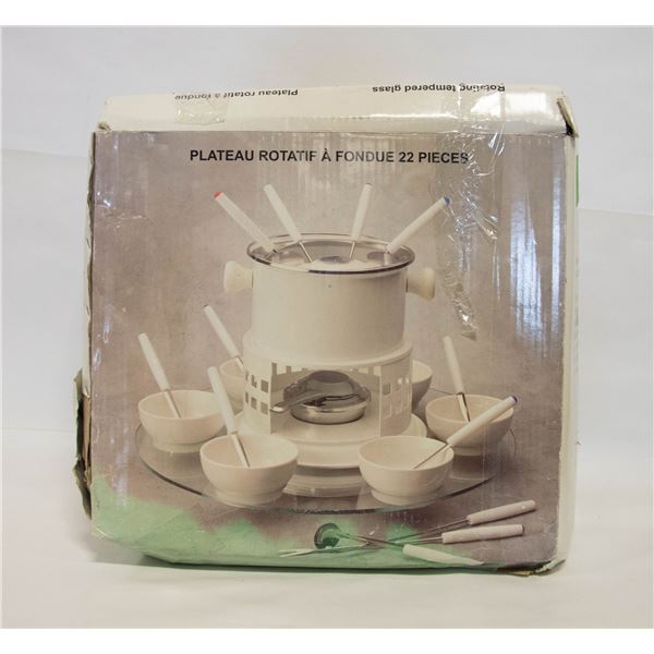 22PC ROTATING GLASS FONDUE SET