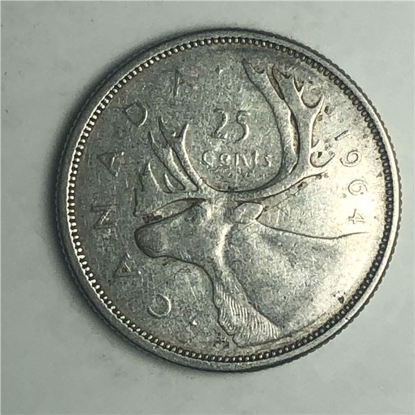 1964 Queen Elizabeth 25 Cents