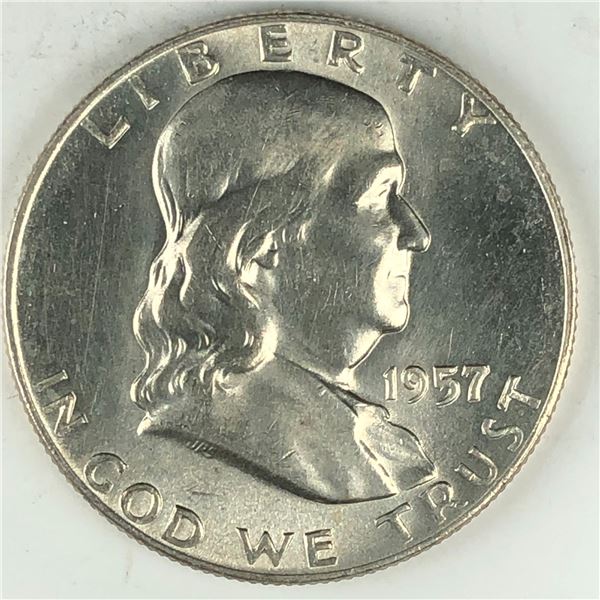 1957D US Half Dollar UNC