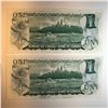 Image 2 : 2 Consecutive Numbered1973 Canadian 1 Dollar Notes